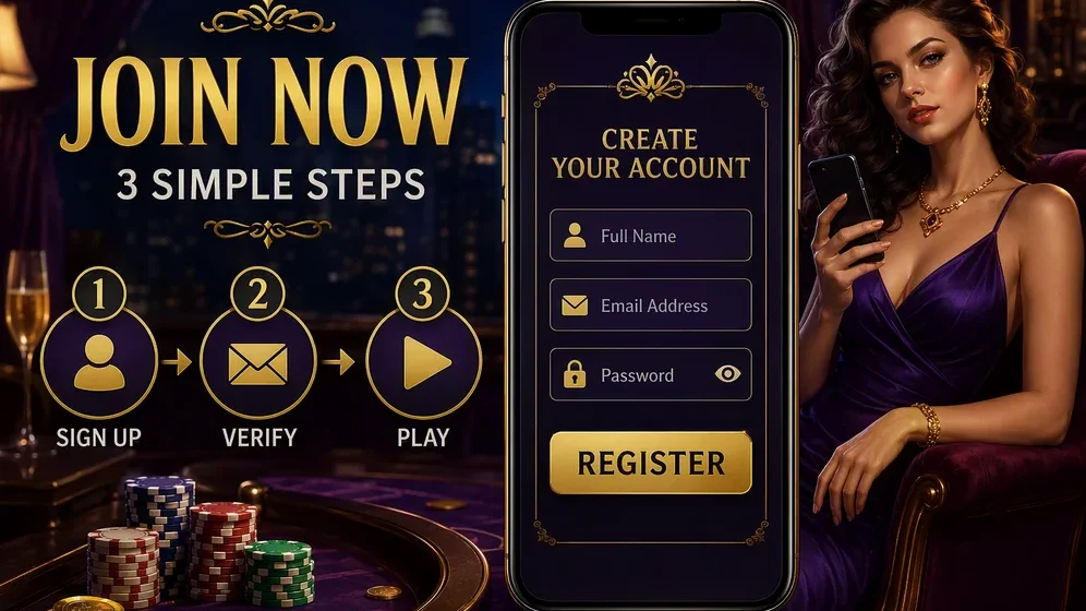 three step registration form on mobile screen